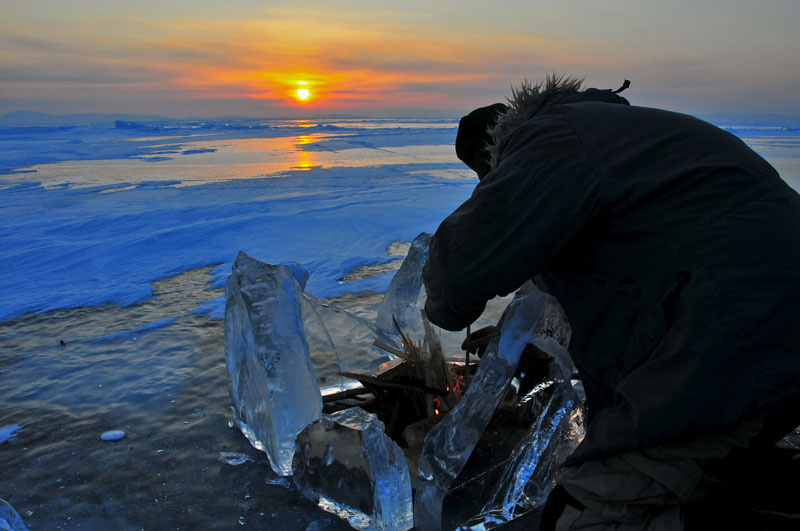 frozen lake baikal, Siberia, Russia